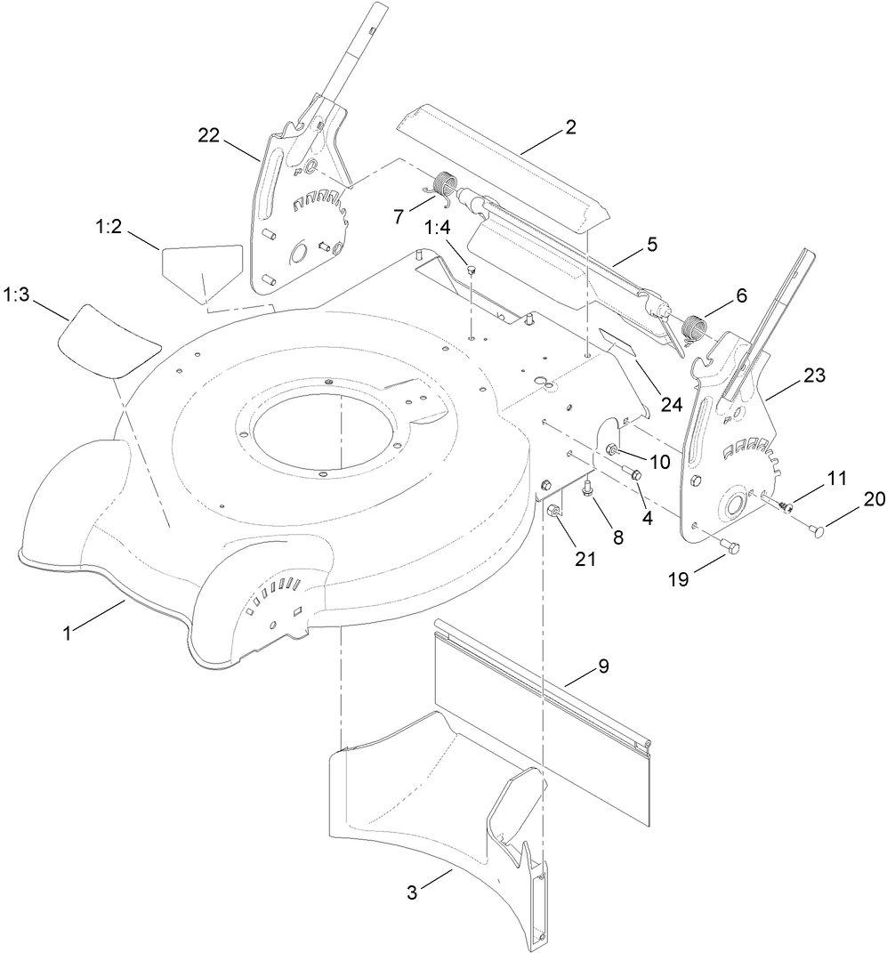 Housing And Rear Height-Of-Cut Assembly Diagram and Parts List for 10634 (314000001 - 314999999)(2014) Lawn Boy Lawn Mower